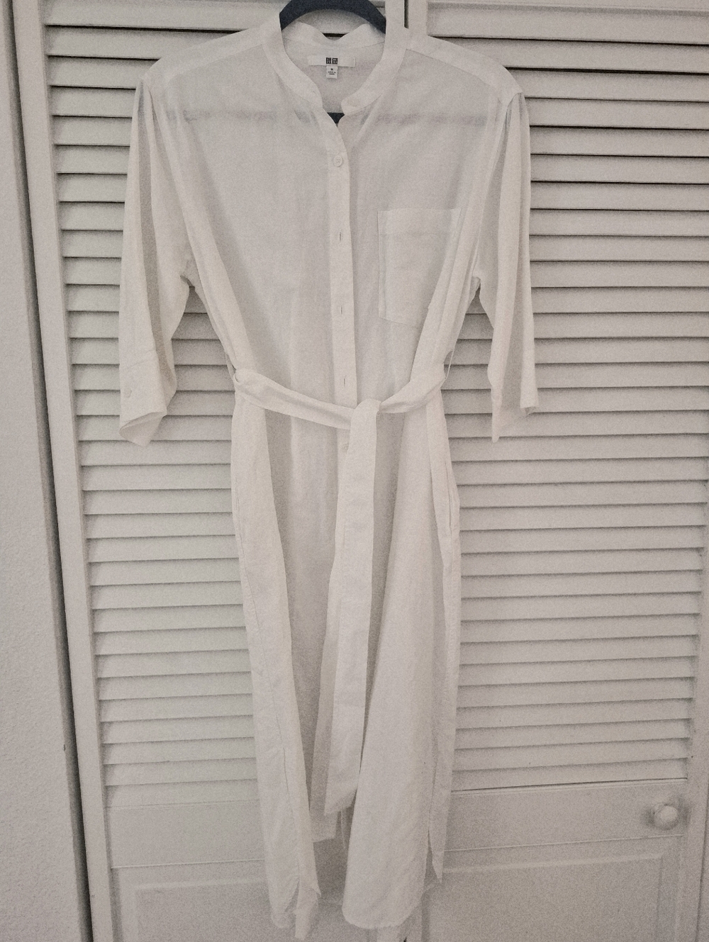Linen Dress White Belted UNIQLO  M